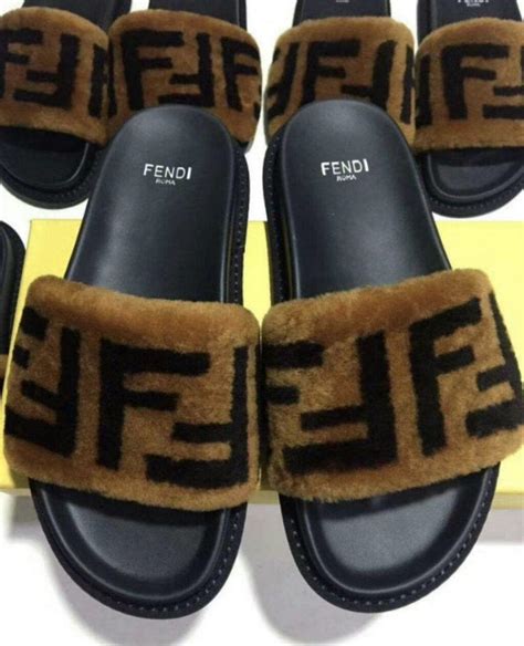 fox fur slides fendi|FENDI Slides & Flip.